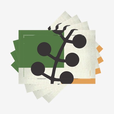 1805 - Kit 4 peças - Jogo Americano Dupla Face Linho - Estampa 59 